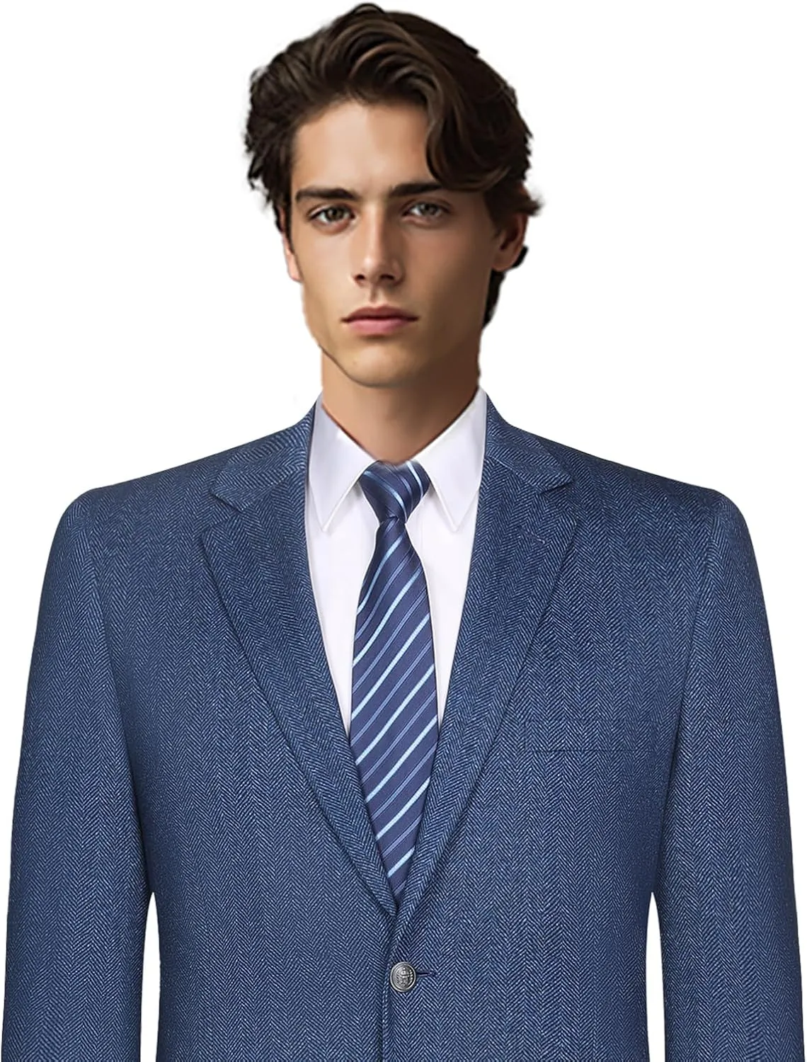 Men's Sport Coat Classic Fit Blazer 2 Button Notch Lapel Business Knit Suits Jacket