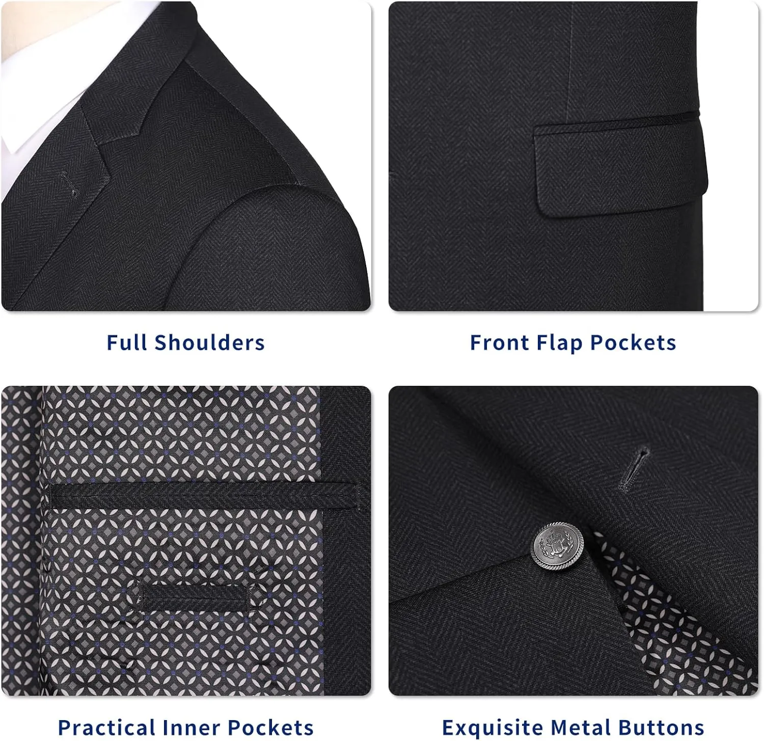 Men's Sport Coat Classic Fit Blazer 2 Button Notch Lapel Business Knit Suits Jacket