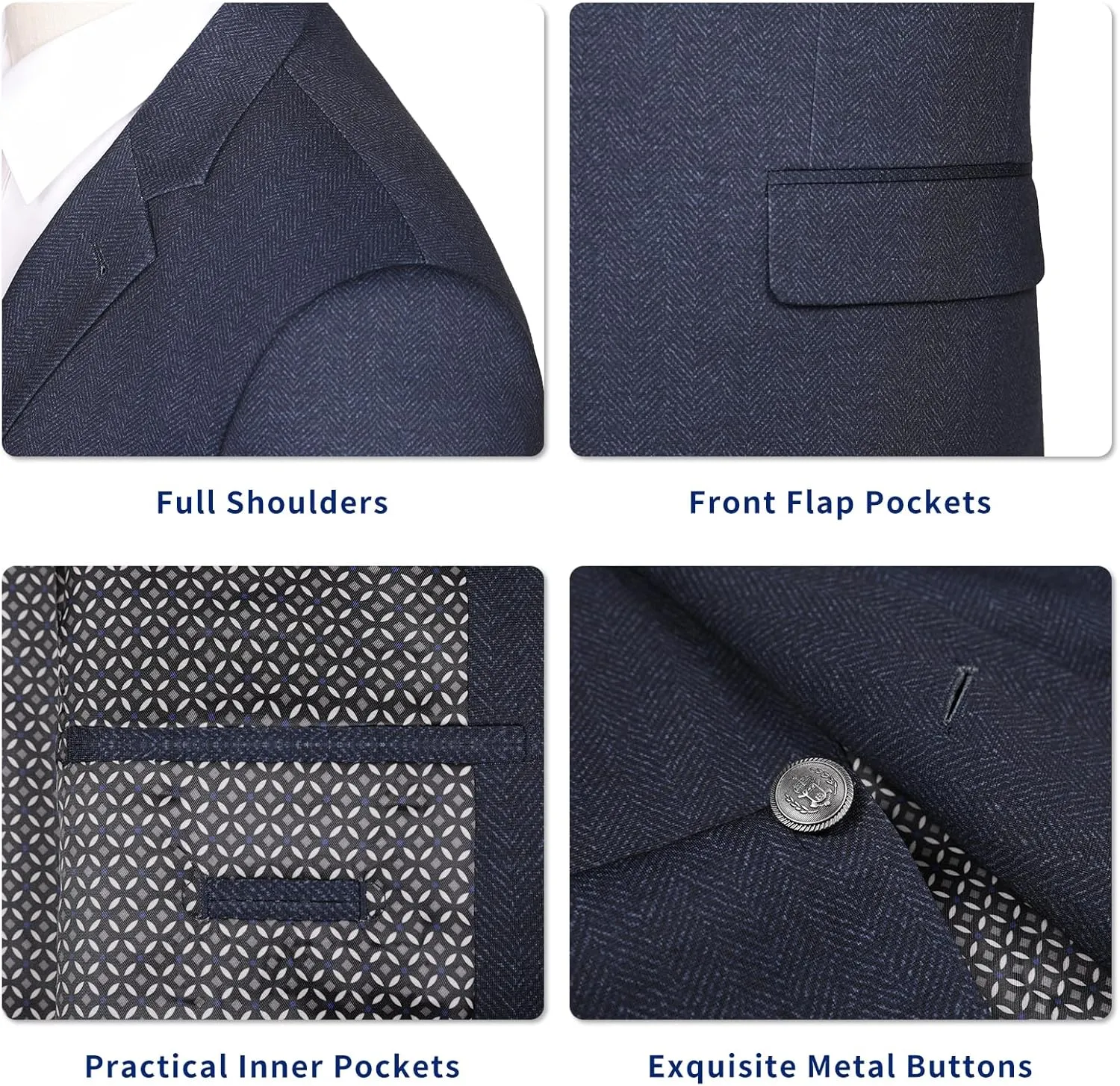 Men's Sport Coat Classic Fit Blazer 2 Button Notch Lapel Business Knit Suits Jacket