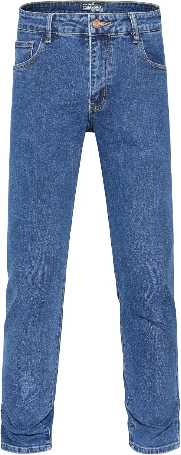 Men's Stretch Regular Fit Straight-Leg Cotton Fashion Comfort Flex Waist Denim Pants Jeans