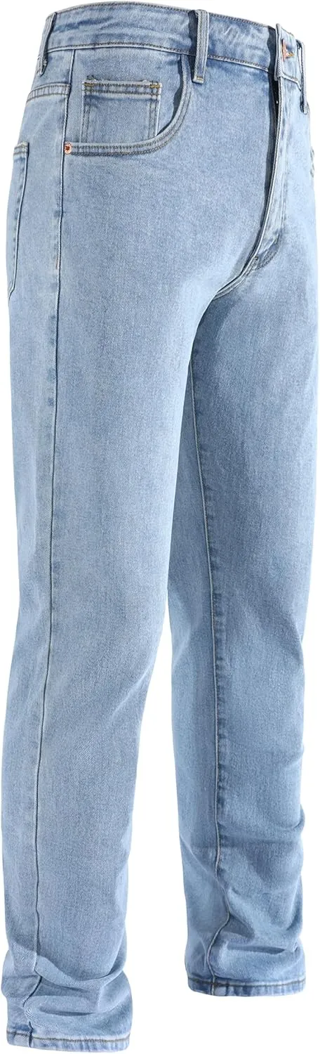 Men's Stretch Regular Fit Straight-Leg Cotton Fashion Comfort Flex Waist Denim Pants Jeans