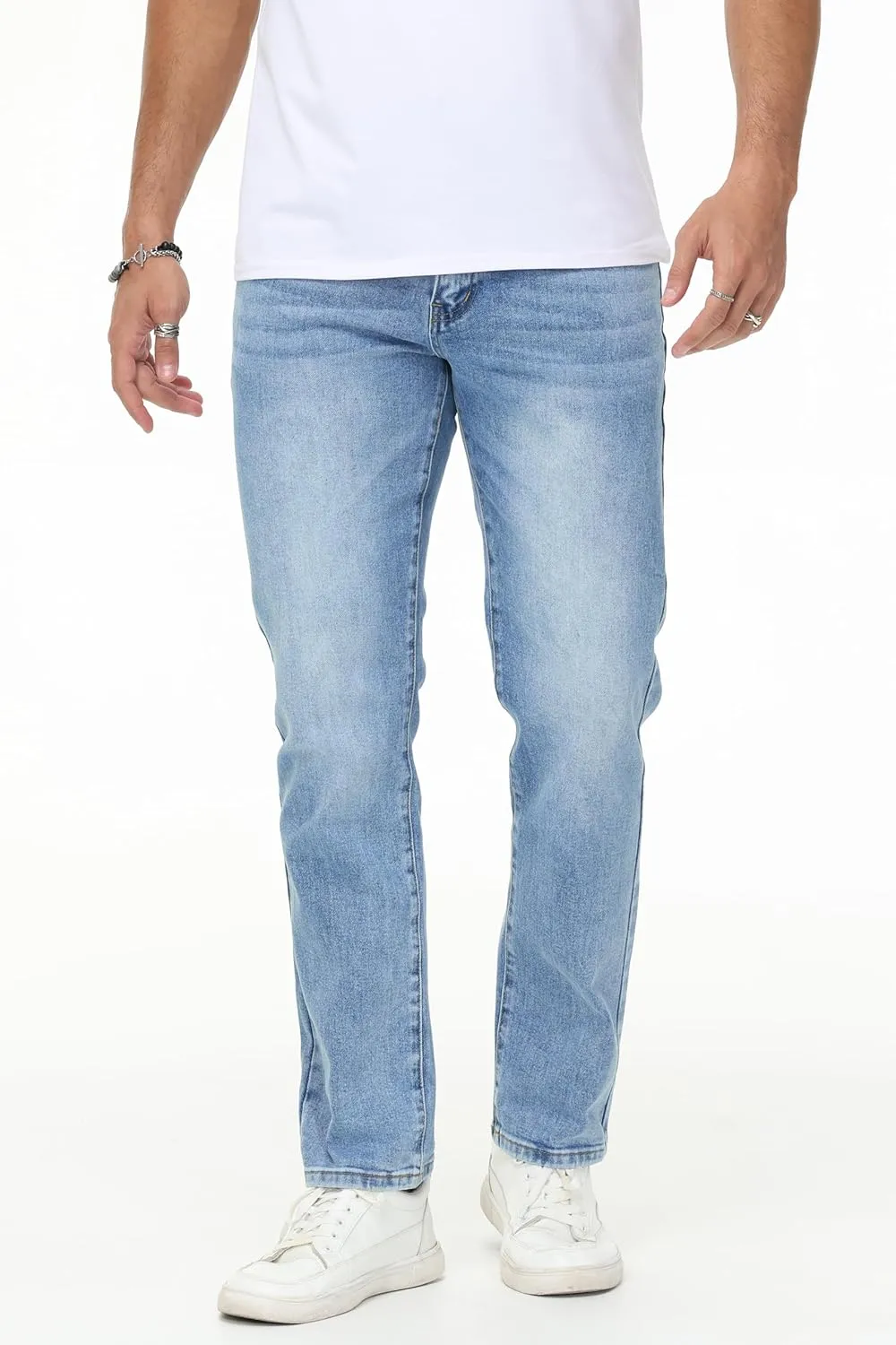Men's Stretch Regular Fit Straight-Leg Cotton Fashion Comfort Flex Waist Denim Pants Jeans