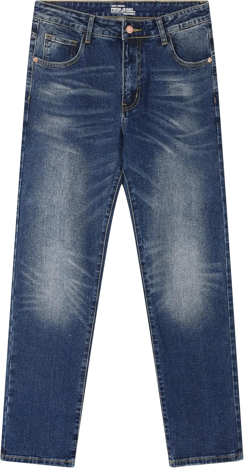 Men's Stretch Regular Fit Straight-Leg Cotton Fashion Comfort Flex Waist Denim Pants Jeans