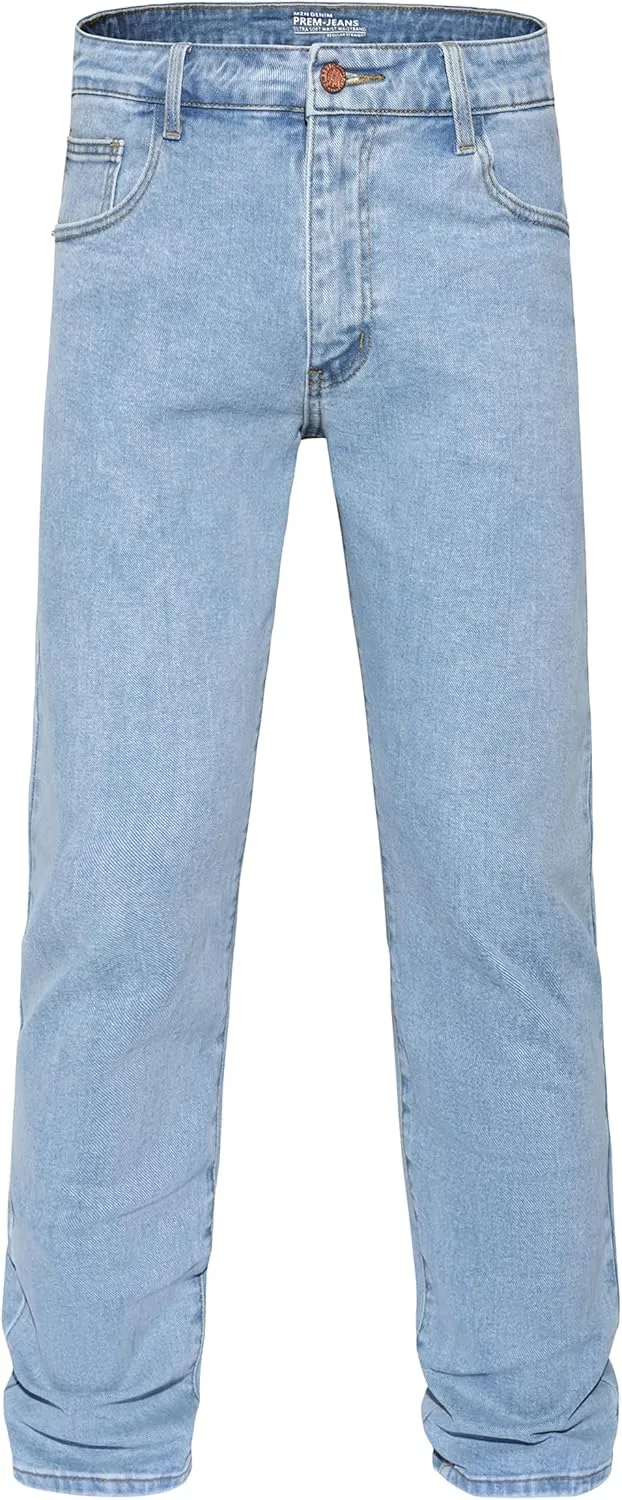 Men's Stretch Regular Fit Straight-Leg Cotton Fashion Comfort Flex Waist Denim Pants Jeans