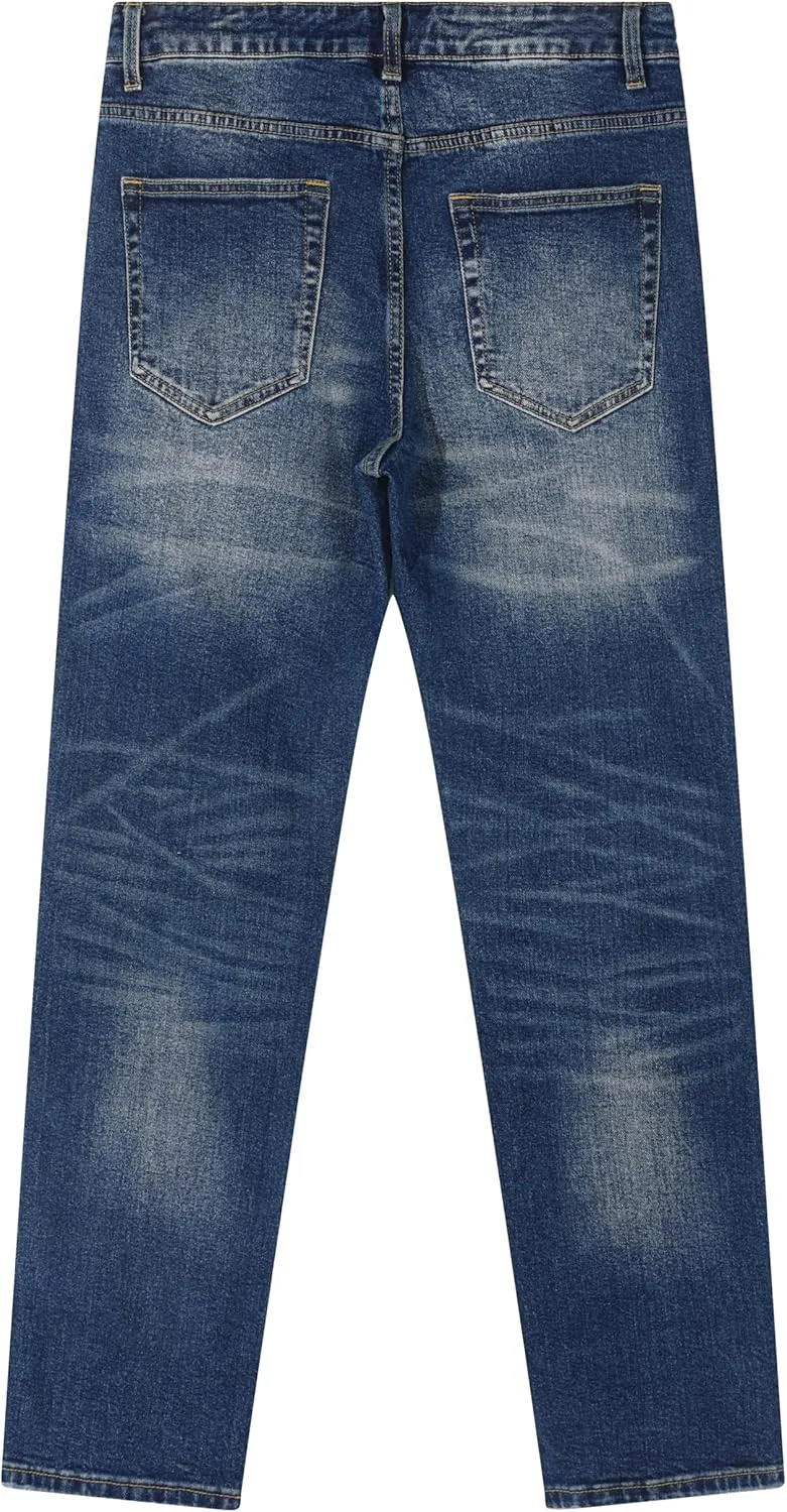 Men's Stretch Regular Fit Straight-Leg Cotton Fashion Comfort Flex Waist Denim Pants Jeans