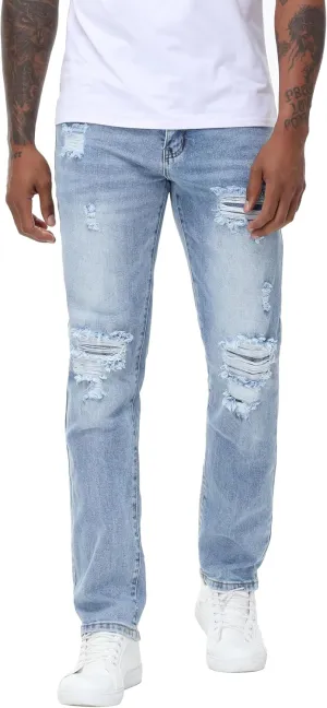 Men's Stretch Regular Fit Straight-Leg Cotton Fashion Comfort Flex Waist Denim Pants Jeans