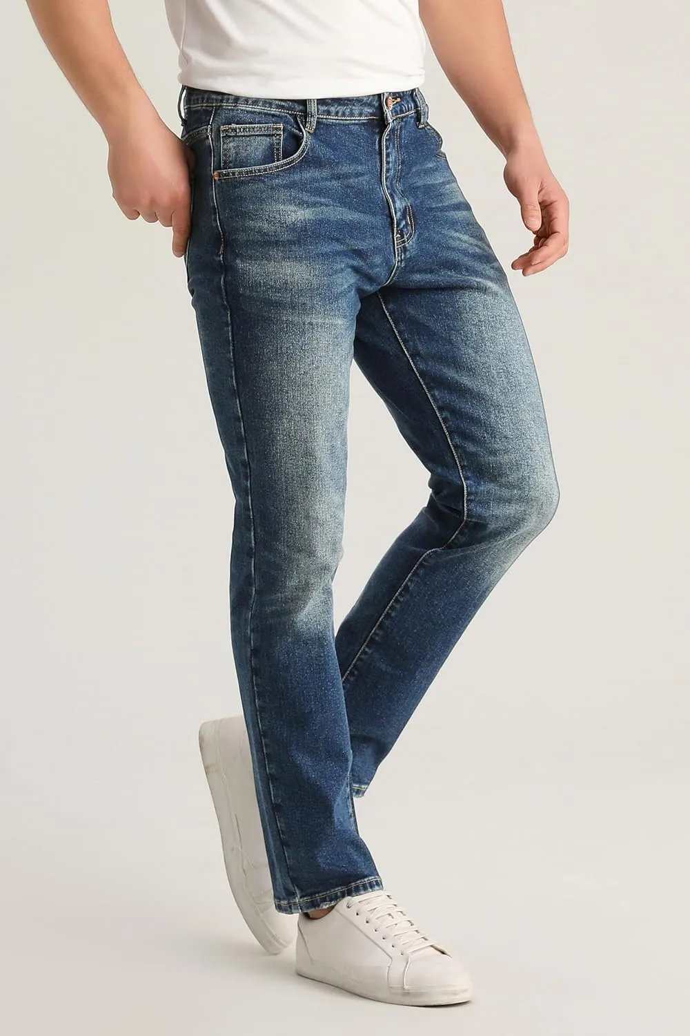 Men's Stretch Regular Fit Straight-Leg Cotton Fashion Comfort Flex Waist Denim Pants Jeans