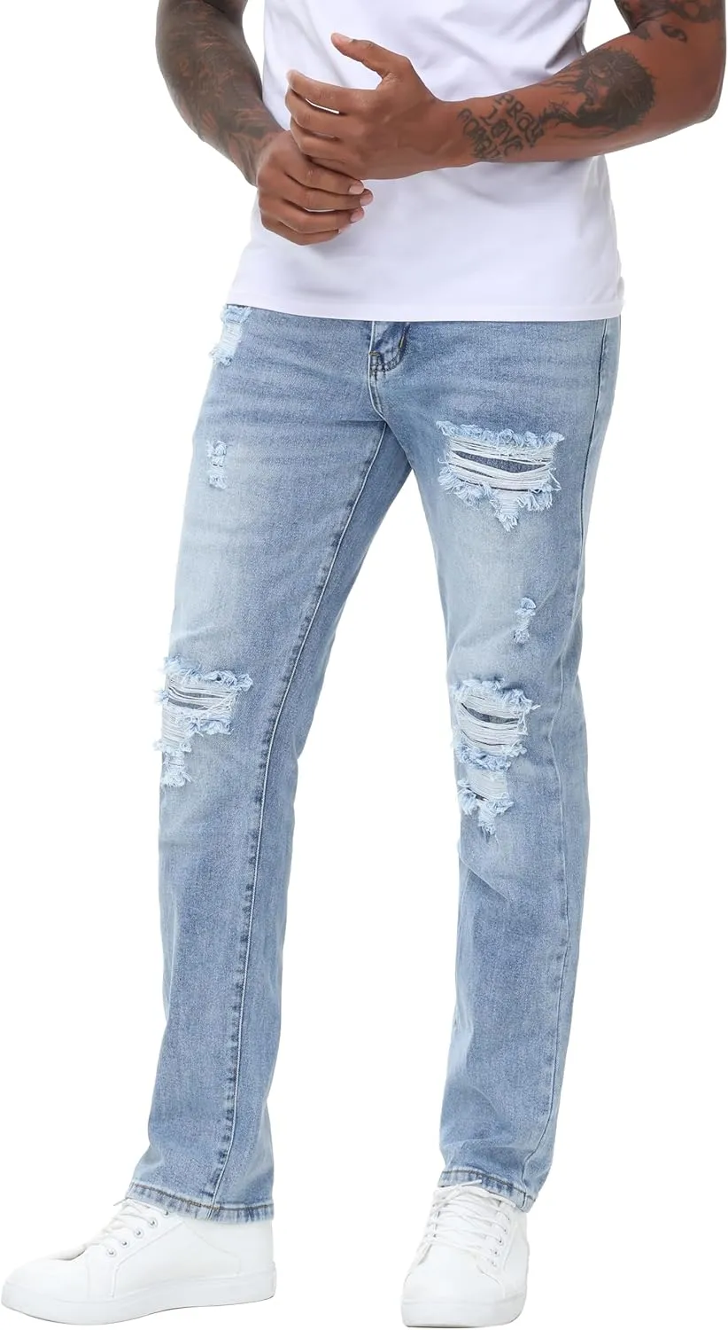 Men's Stretch Regular Fit Straight-Leg Cotton Fashion Comfort Flex Waist Denim Pants Jeans