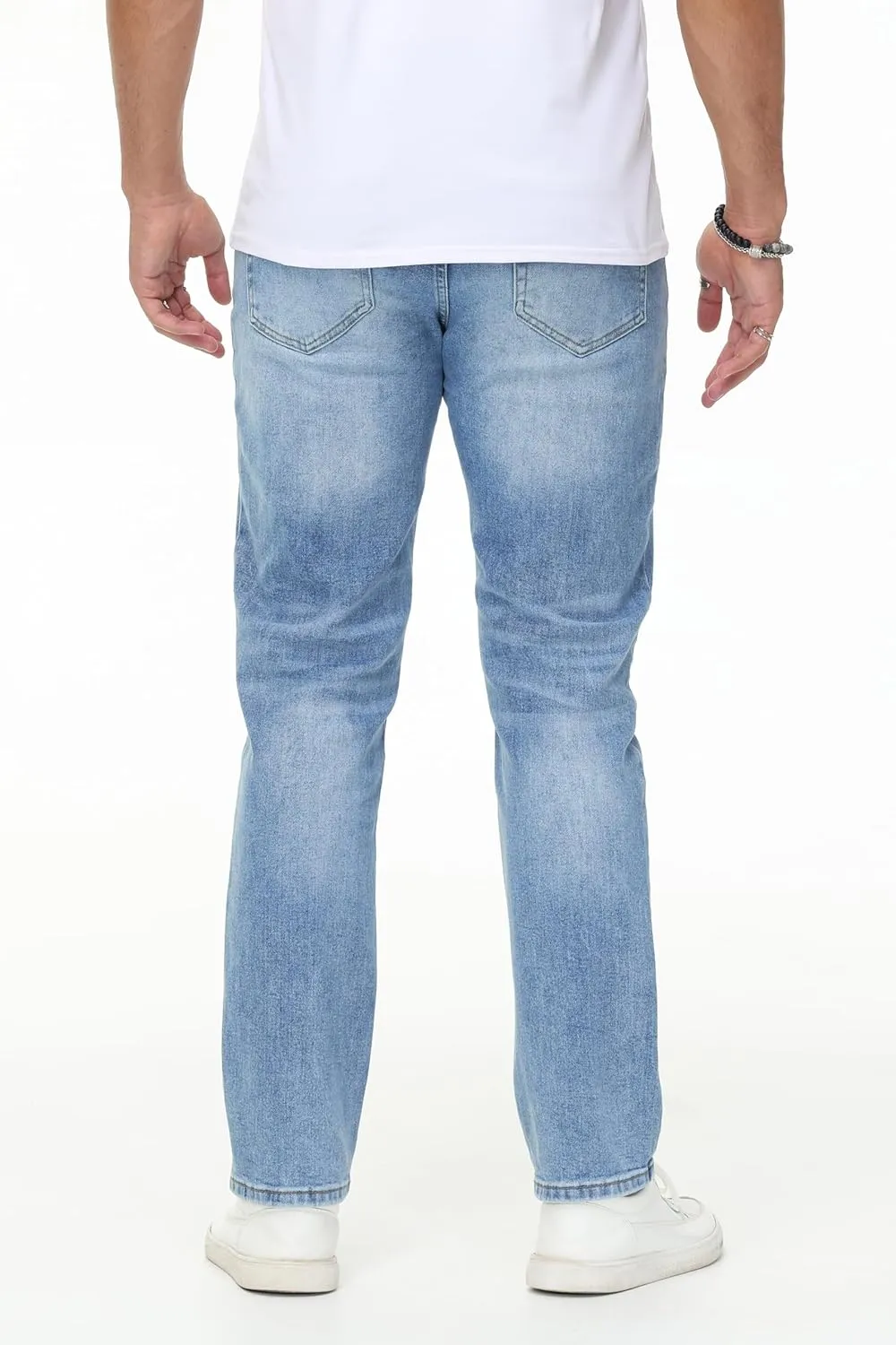 Men's Stretch Regular Fit Straight-Leg Cotton Fashion Comfort Flex Waist Denim Pants Jeans