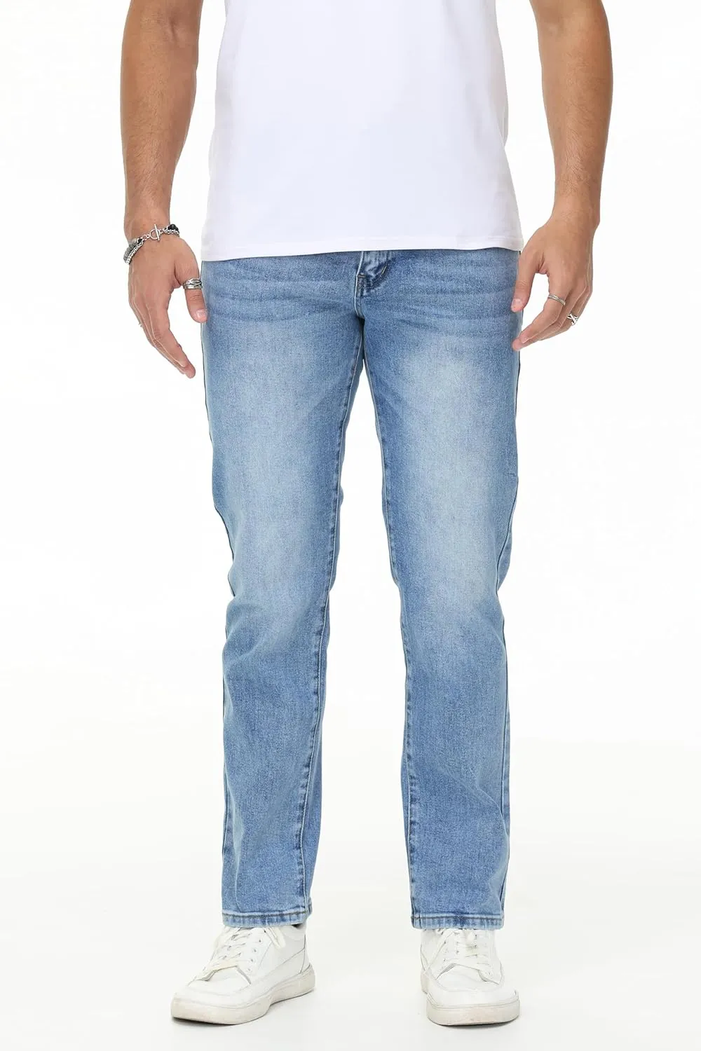 Men's Stretch Regular Fit Straight-Leg Cotton Fashion Comfort Flex Waist Denim Pants Jeans