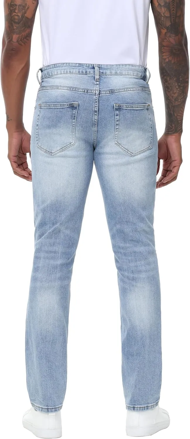 Men's Stretch Regular Fit Straight-Leg Cotton Fashion Comfort Flex Waist Denim Pants Jeans