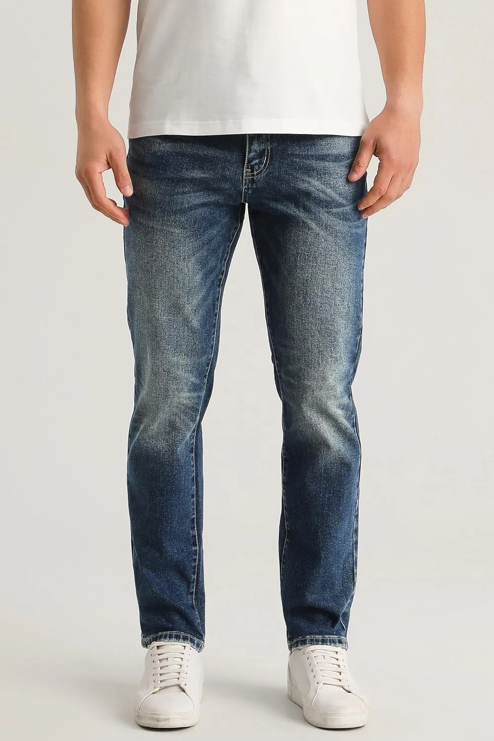 Men's Stretch Regular Fit Straight-Leg Cotton Fashion Comfort Flex Waist Denim Pants Jeans