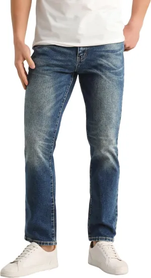 Men's Stretch Regular Fit Straight-Leg Cotton Fashion Comfort Flex Waist Denim Pants Jeans