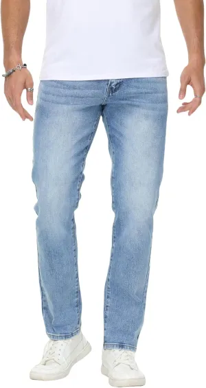 Men's Stretch Regular Fit Straight-Leg Cotton Fashion Comfort Flex Waist Denim Pants Jeans