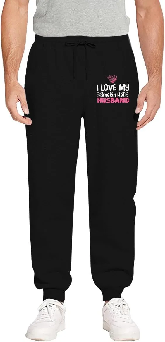 Men's Sweatpants I Love My Smokin Hot Husband 1 Stretch Waistband Comfort Gym Pants