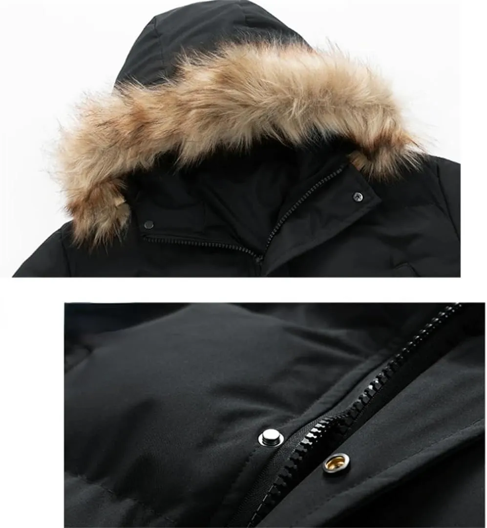 Men's Winter Hooded Long Thick Warm Down Cotton Padded Coat Couple's Casual Large Pocket Windbreak Parka