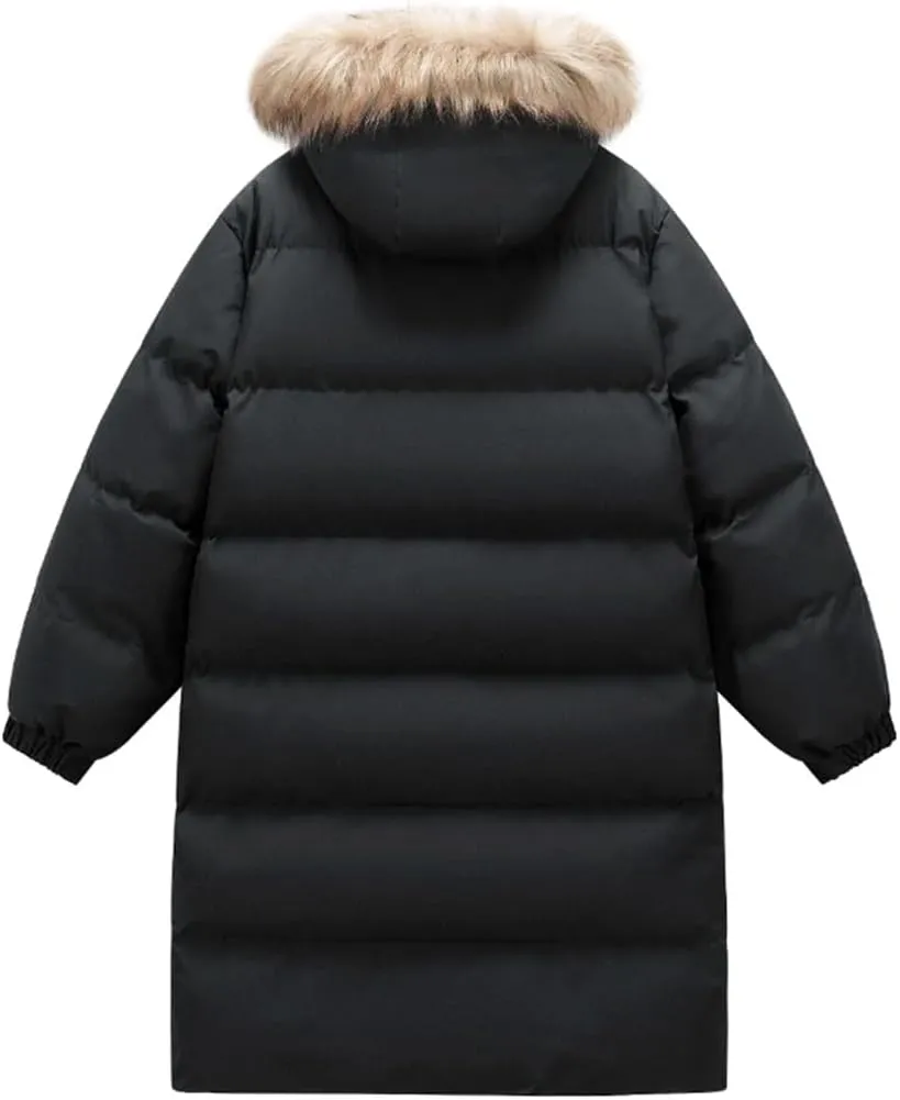 Men's Winter Hooded Long Thick Warm Down Cotton Padded Coat Couple's Casual Large Pocket Windbreak Parka