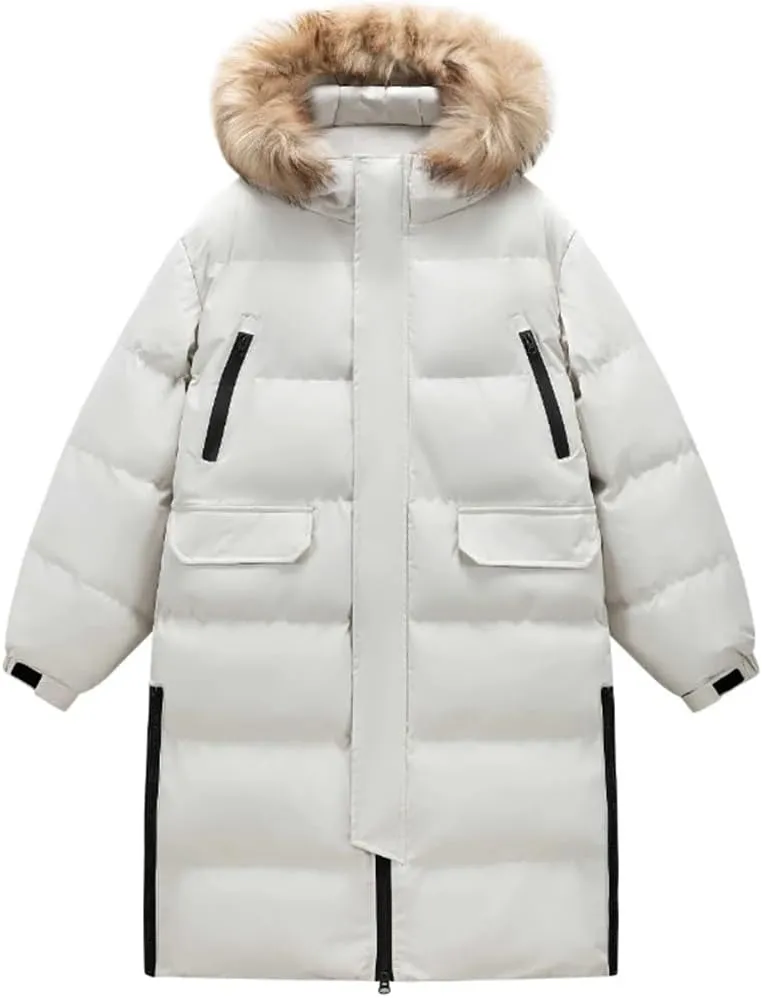 Men's Winter Hooded Long Thick Warm Down Cotton Padded Coat Couple's Casual Large Pocket Windbreak Parka