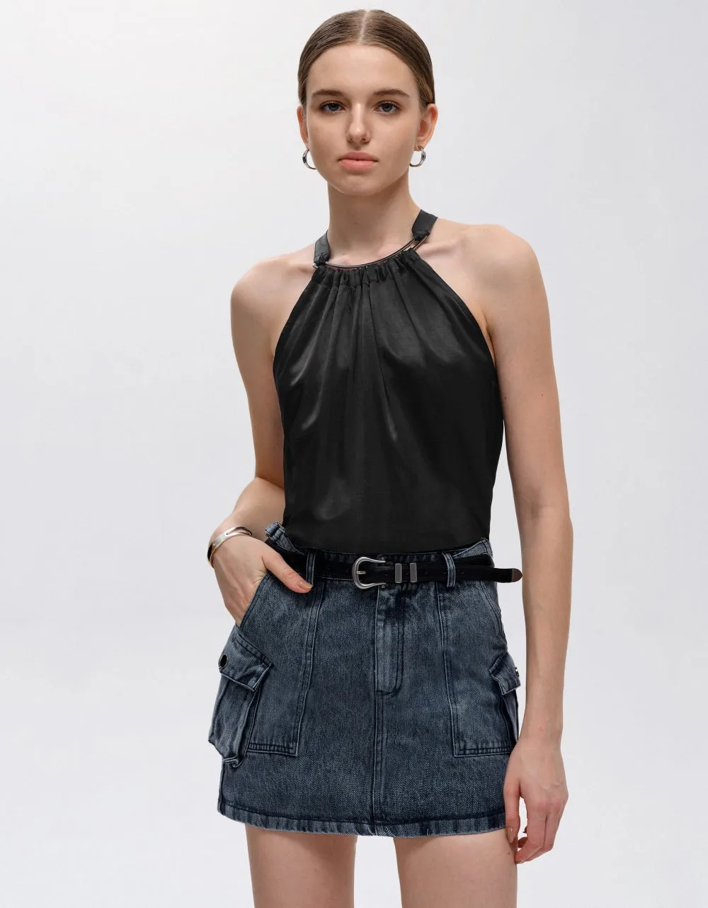 Metallic Detail Sleeveless Top