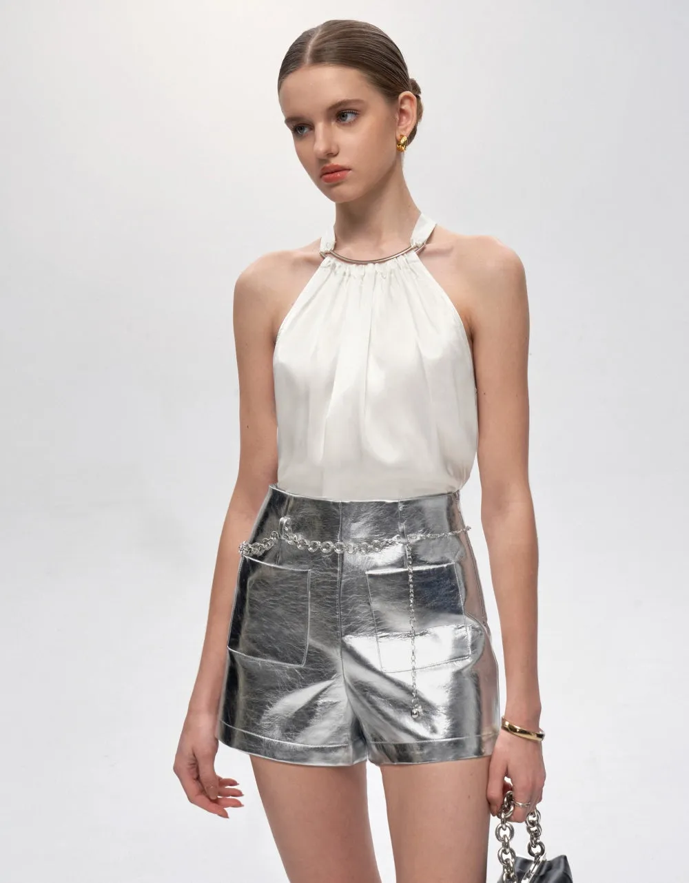 Metallic Detail Sleeveless Top