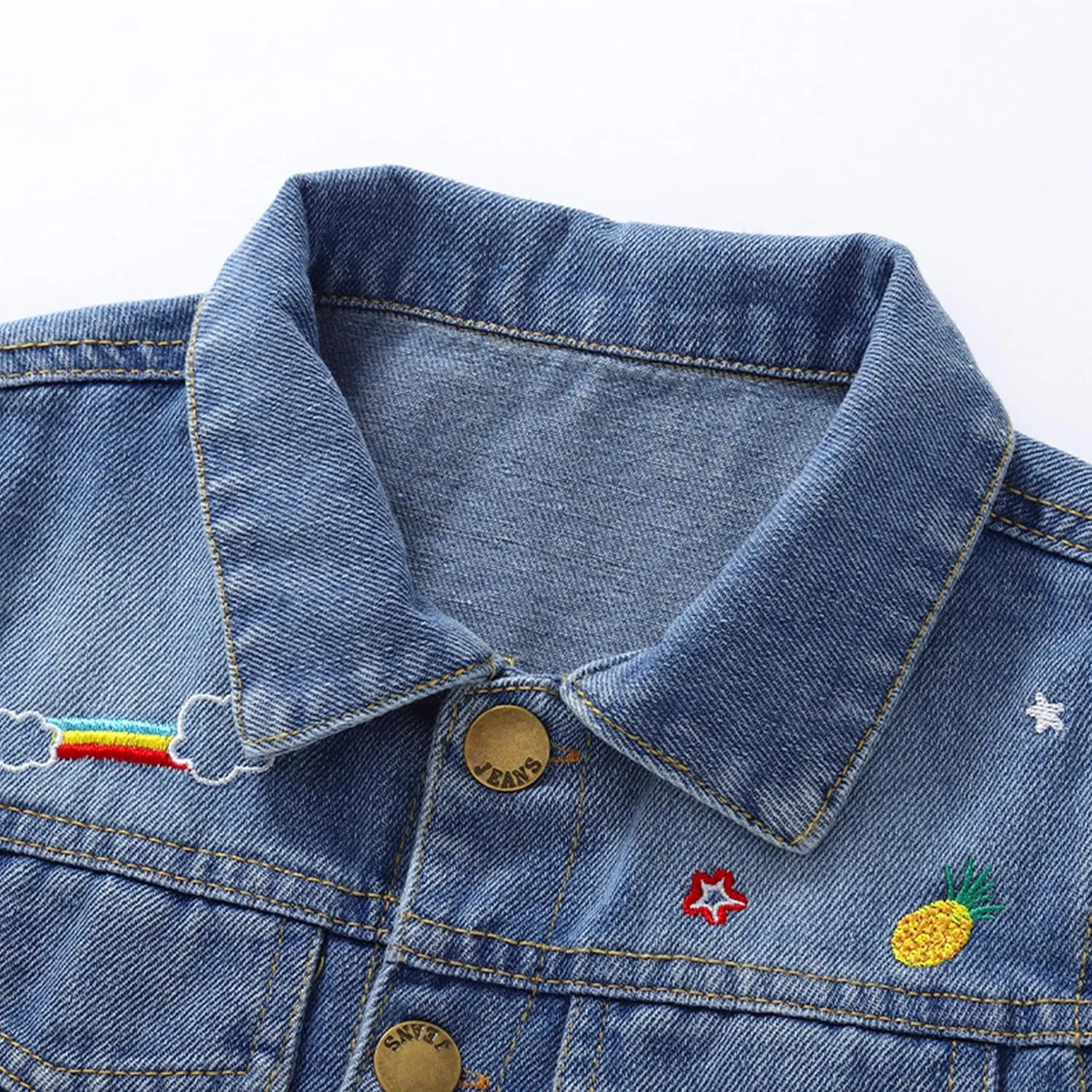 Miipat Toddler Girls Denim Jacket Sequin Patchwork Jean Jacket Little Kids Button Down Long Sleeve Jean Coat
