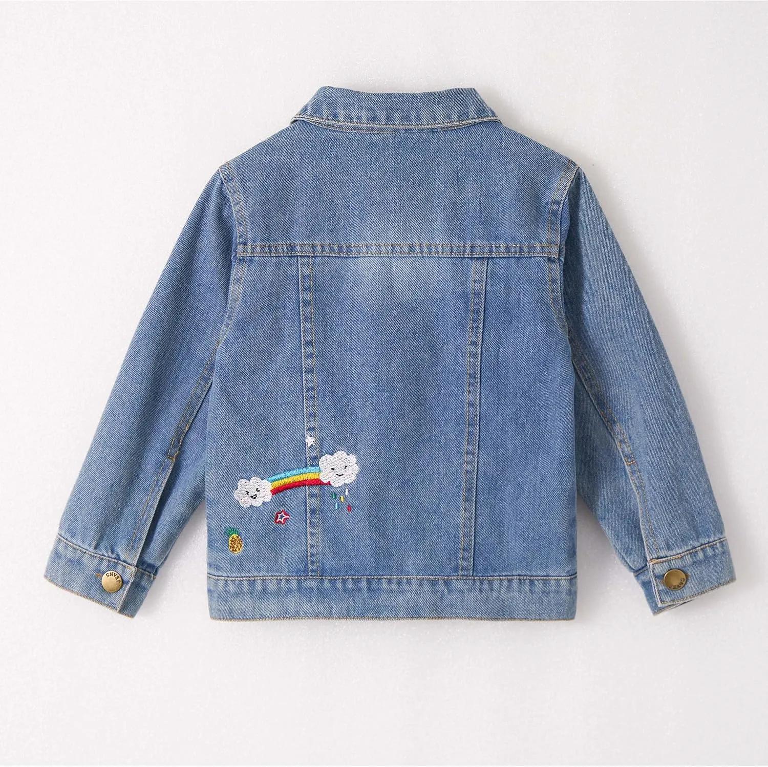 Miipat Toddler Girls Denim Jacket Sequin Patchwork Jean Jacket Little Kids Button Down Long Sleeve Jean Coat