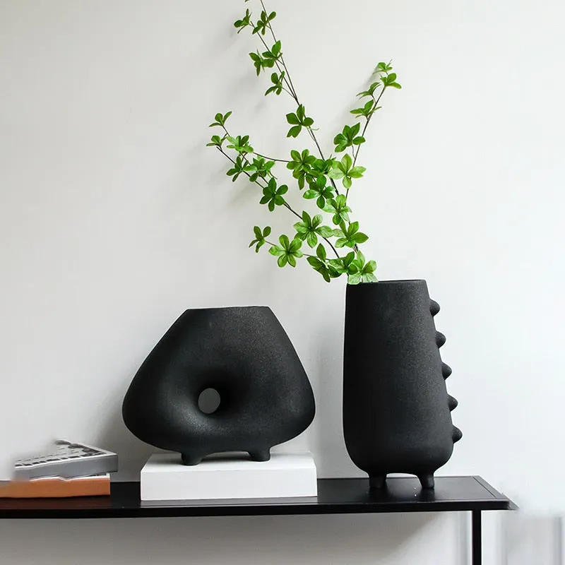 Minimalist Black & White Ceramic Table Vase