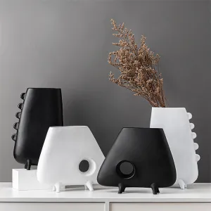Minimalist Black & White Ceramic Table Vase