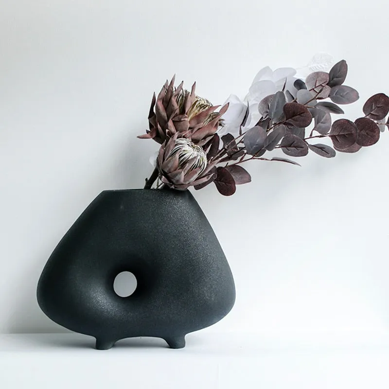 Minimalist Black & White Ceramic Table Vase