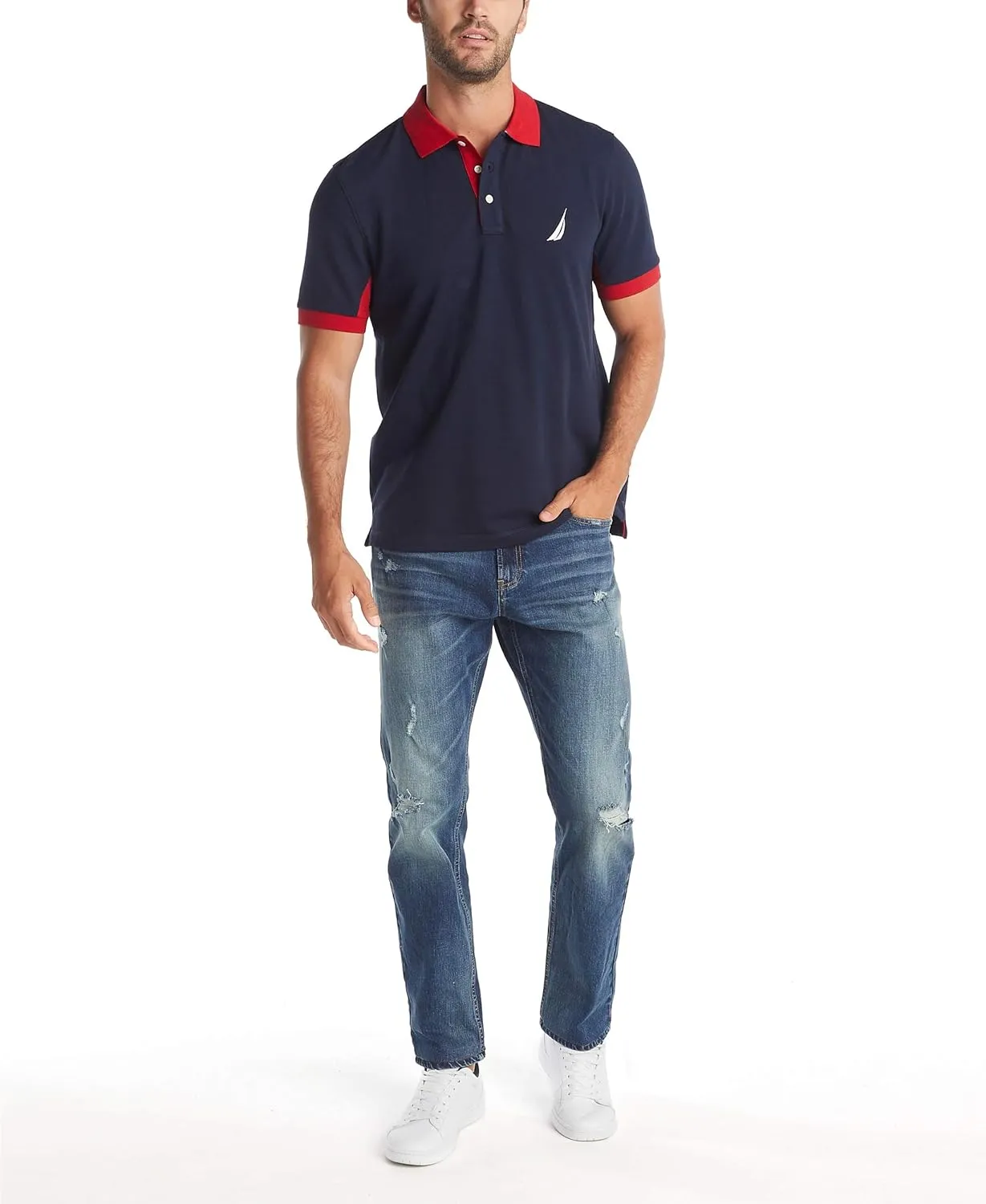 Nautica Men's Classic Fit Short Sleeve Performance Pique Polo Shirt