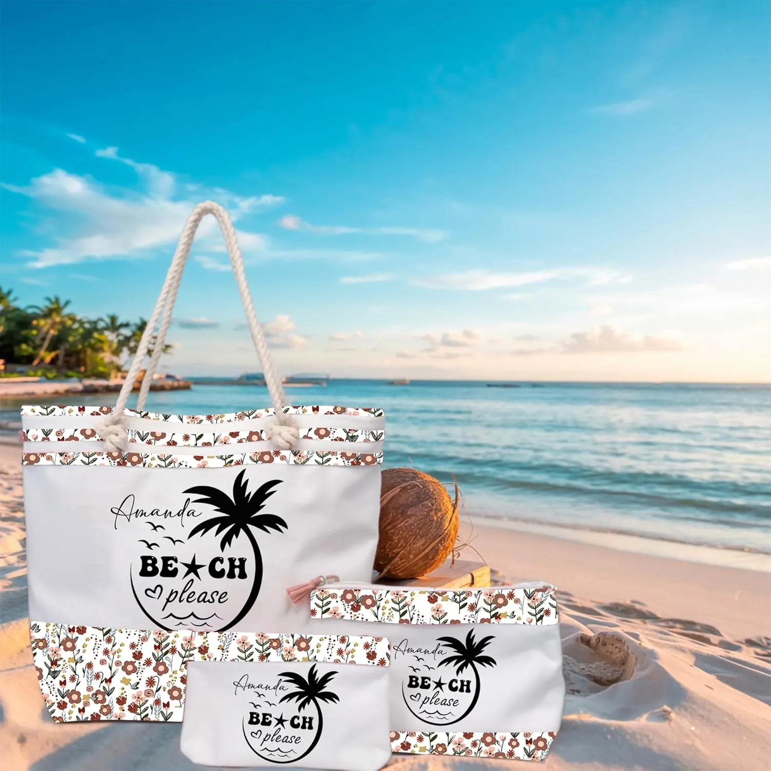 Noni Personalized Beach Tote Bag Print, Mom Gift Birthday, Gifts for Her, Bags Beach Grocery Shopping Bags for Women