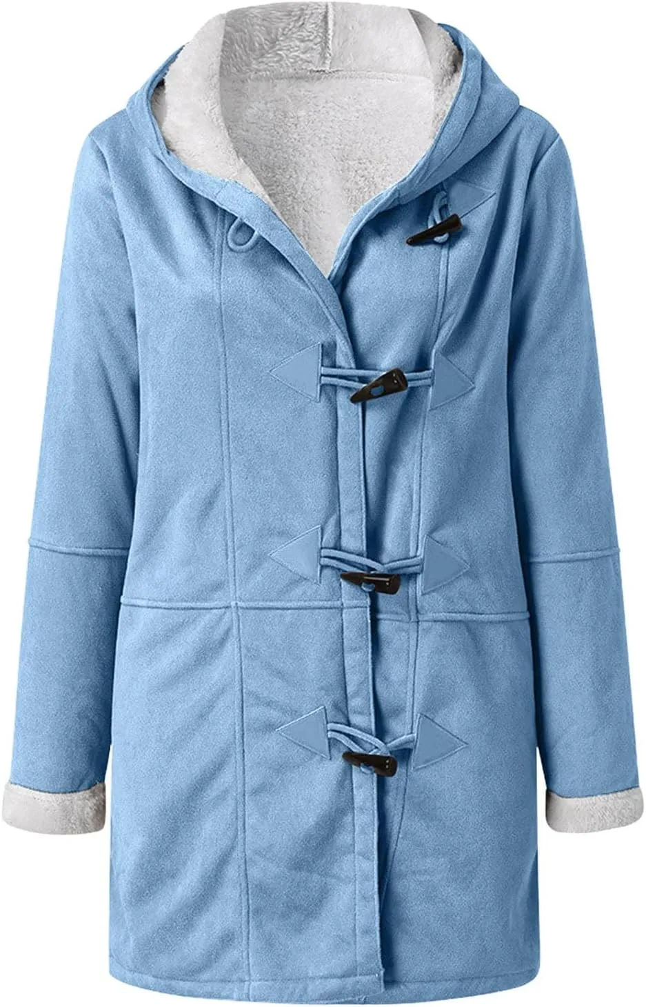 oiangi Winter Coats for Women Plus Size Warm Sherpa Fleece Lined Distressed Jackets Hooded Parka Suede Pea Coat Outerwear