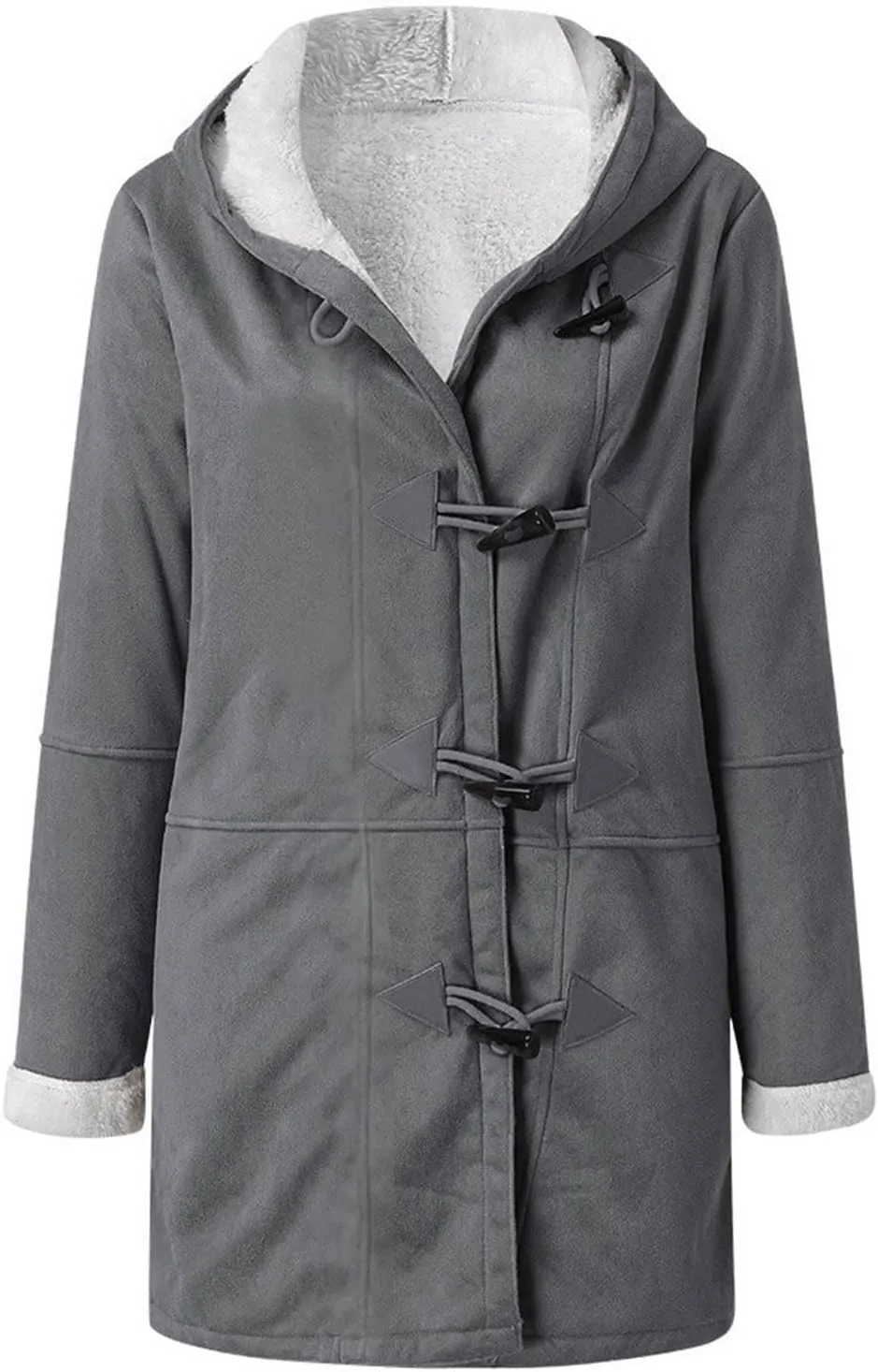 oiangi Winter Coats for Women Plus Size Warm Sherpa Fleece Lined Distressed Jackets Hooded Parka Suede Pea Coat Outerwear