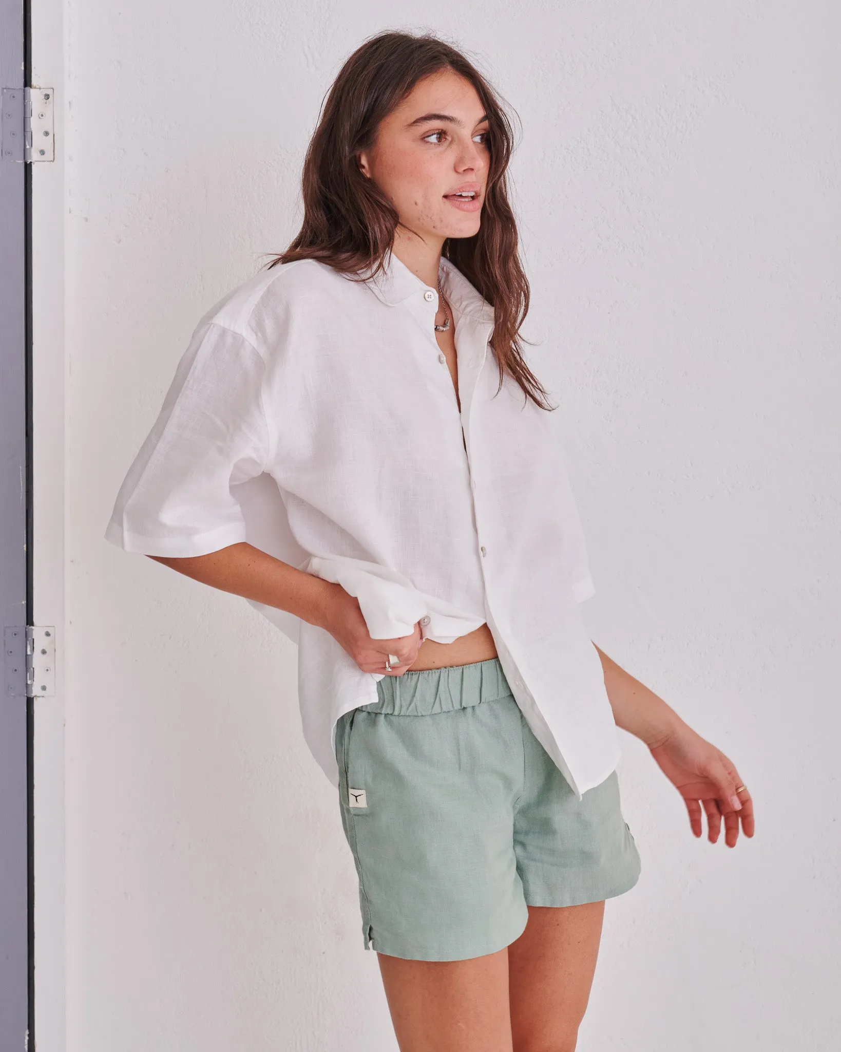 Olive Hemp Short Shorts