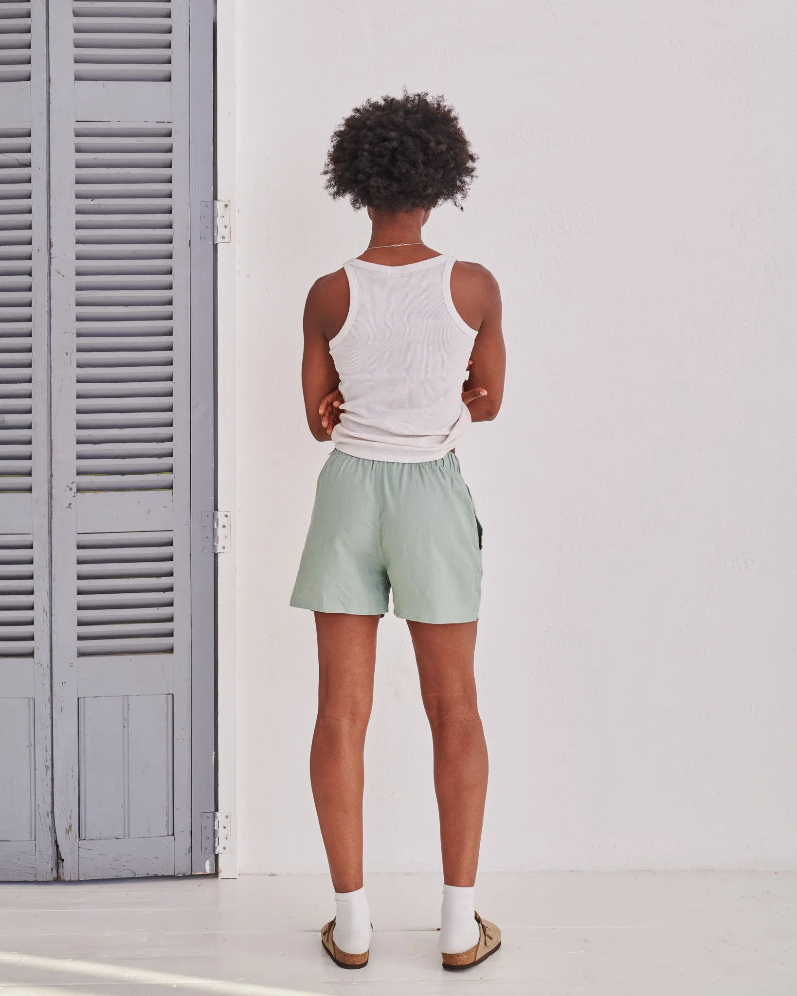 Olive Hemp Short Shorts