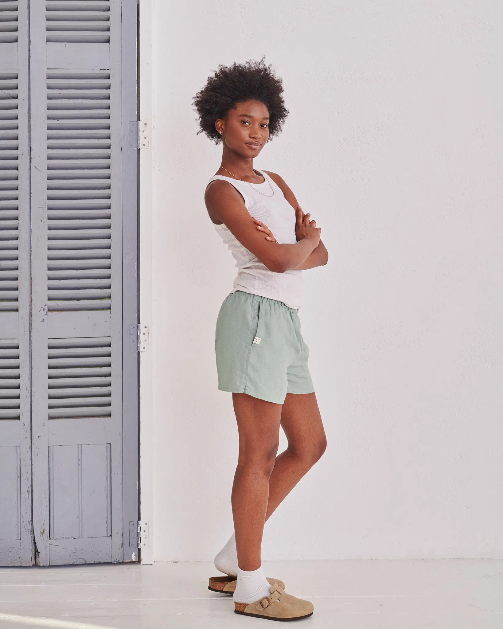 Olive Hemp Short Shorts