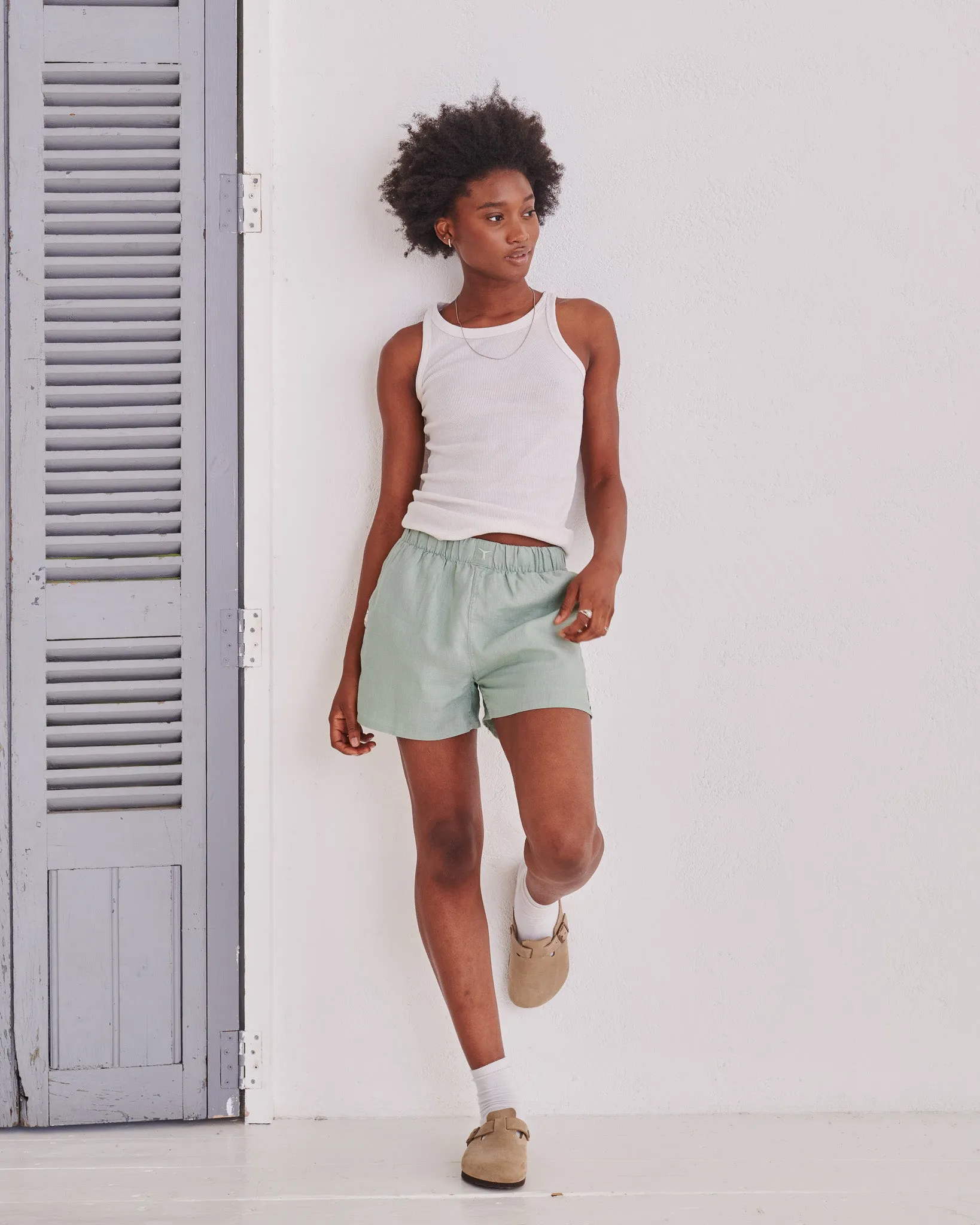 Olive Hemp Short Shorts
