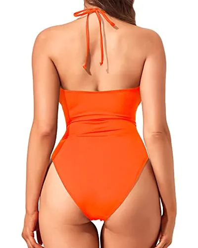 One Piece Swimsuit For Women Flattering Cut Out Bathing Suits-Neon Orange