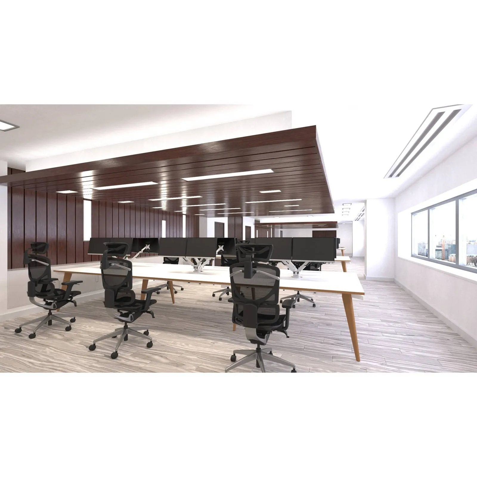 Oslo B2B Extension Kit - Rectangular MFC Desk/Table, Self-Assembly, Wooden Legs, Natural Wood Frame, 5-Year Guarantee, 1200/1400/1600x1600x750mm