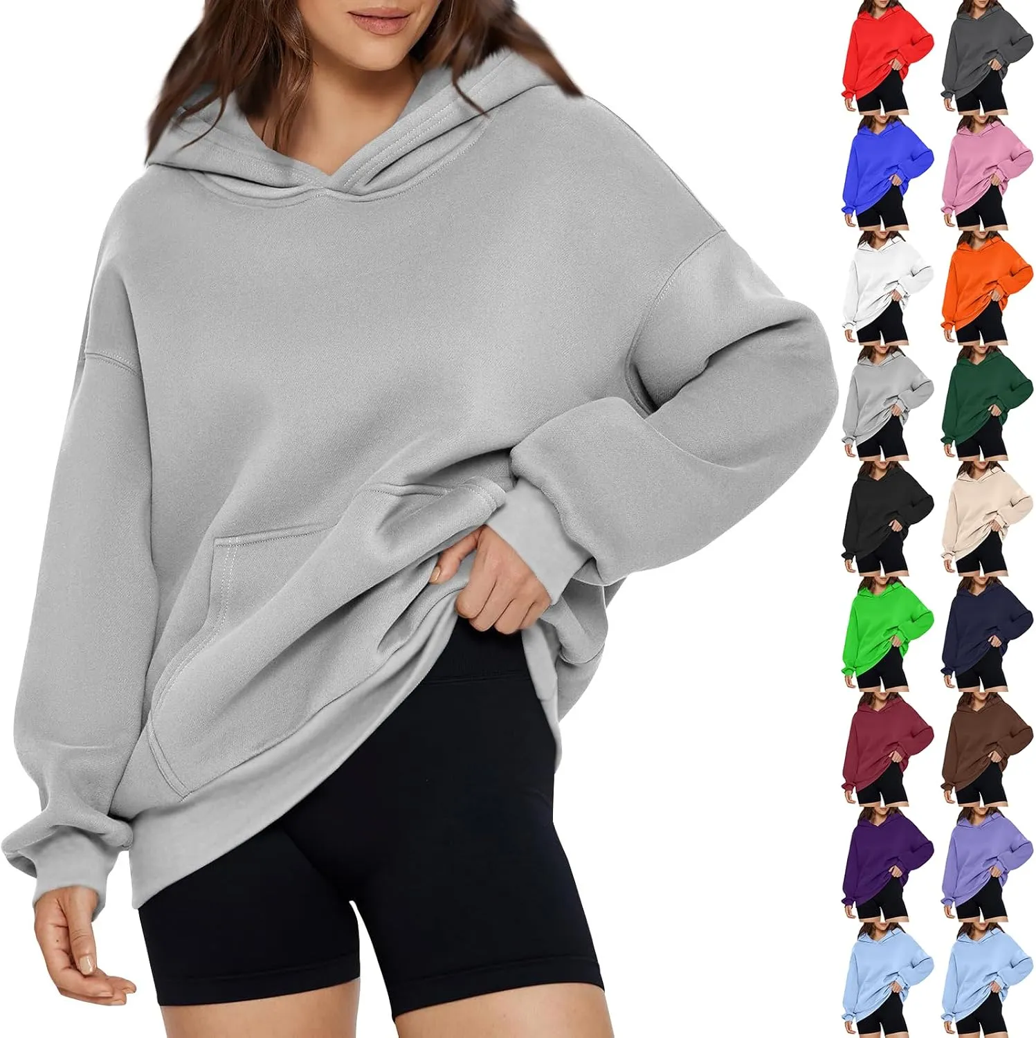 Oversized Sweatshirt for Women Comfort Fleece Hooded Sweatshirts Long Sleeve Pullover Cute Hoodies with Pocket