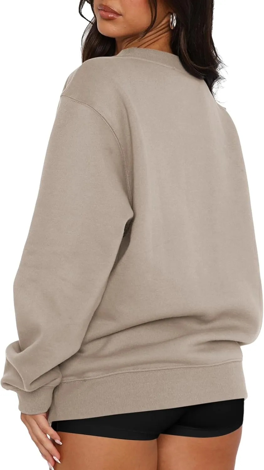 Oversized Sweatshirt for Women Fleece Crewneck Long Sleeve Loose Casual Pullover Top Fall Winter Trendy