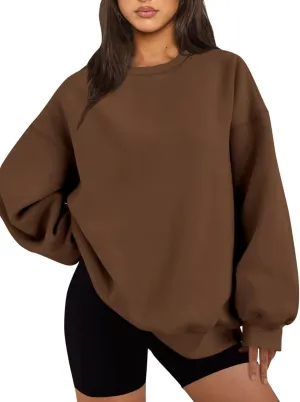 Oversized Sweatshirt for Women Fleece Crewneck Long Sleeve Loose Casual Pullover Top Fall Winter Trendy