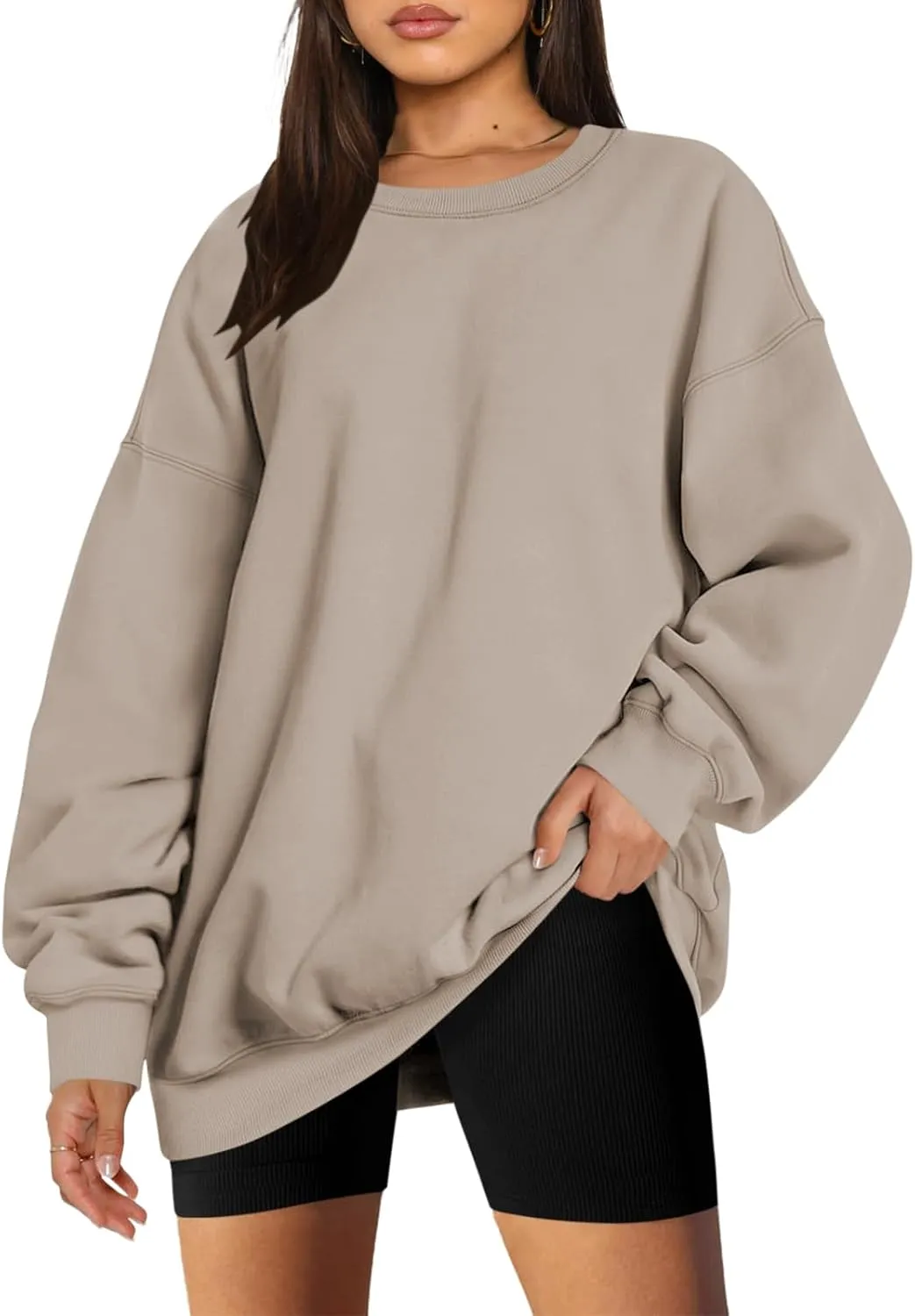 Oversized Sweatshirt for Women Fleece Crewneck Long Sleeve Loose Casual Pullover Top Fall Winter Trendy