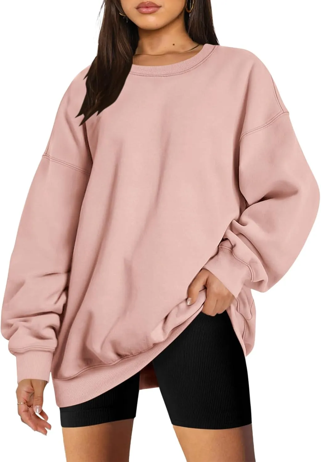 Oversized Sweatshirt for Women Fleece Crewneck Long Sleeve Loose Casual Pullover Top Fall Winter Trendy