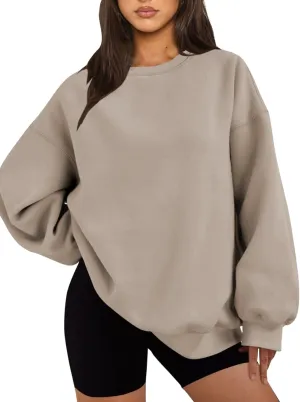 Oversized Sweatshirt for Women Fleece Crewneck Long Sleeve Loose Casual Pullover Top Fall Winter Trendy