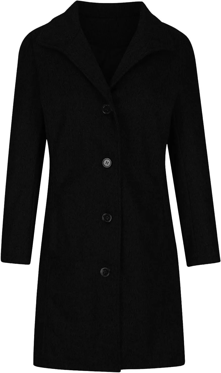 Pea Coats for Women Winter Stand Collar Trench Coats Trendy Single Breasted Tweed Jacket with Pockets Long Wool Overcoat