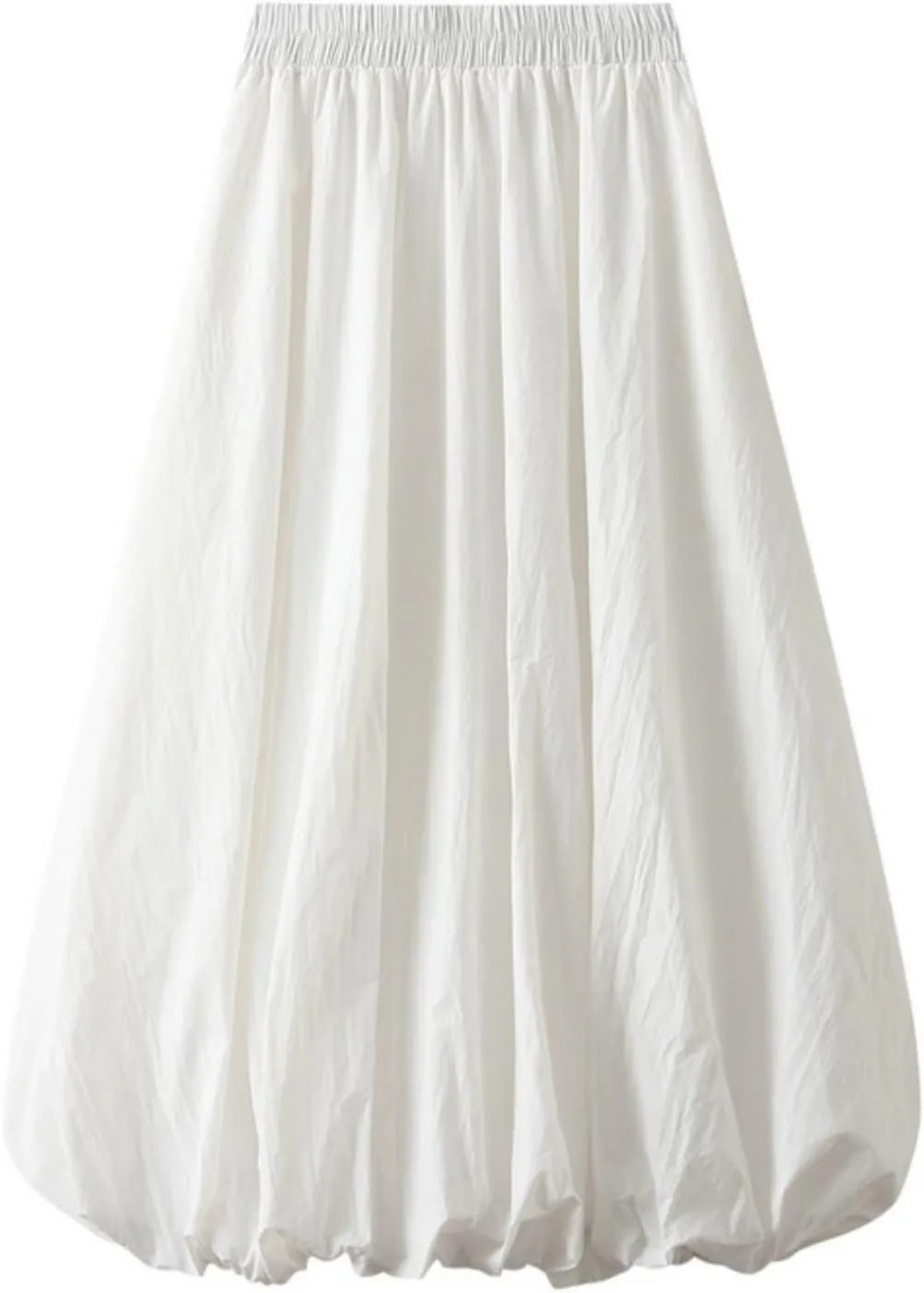 Perbai Womens Y2K Bubble Long Skirt Elastic Waist A Line Pleated Casual Fairy Ruffle Midi Balloon Skirt