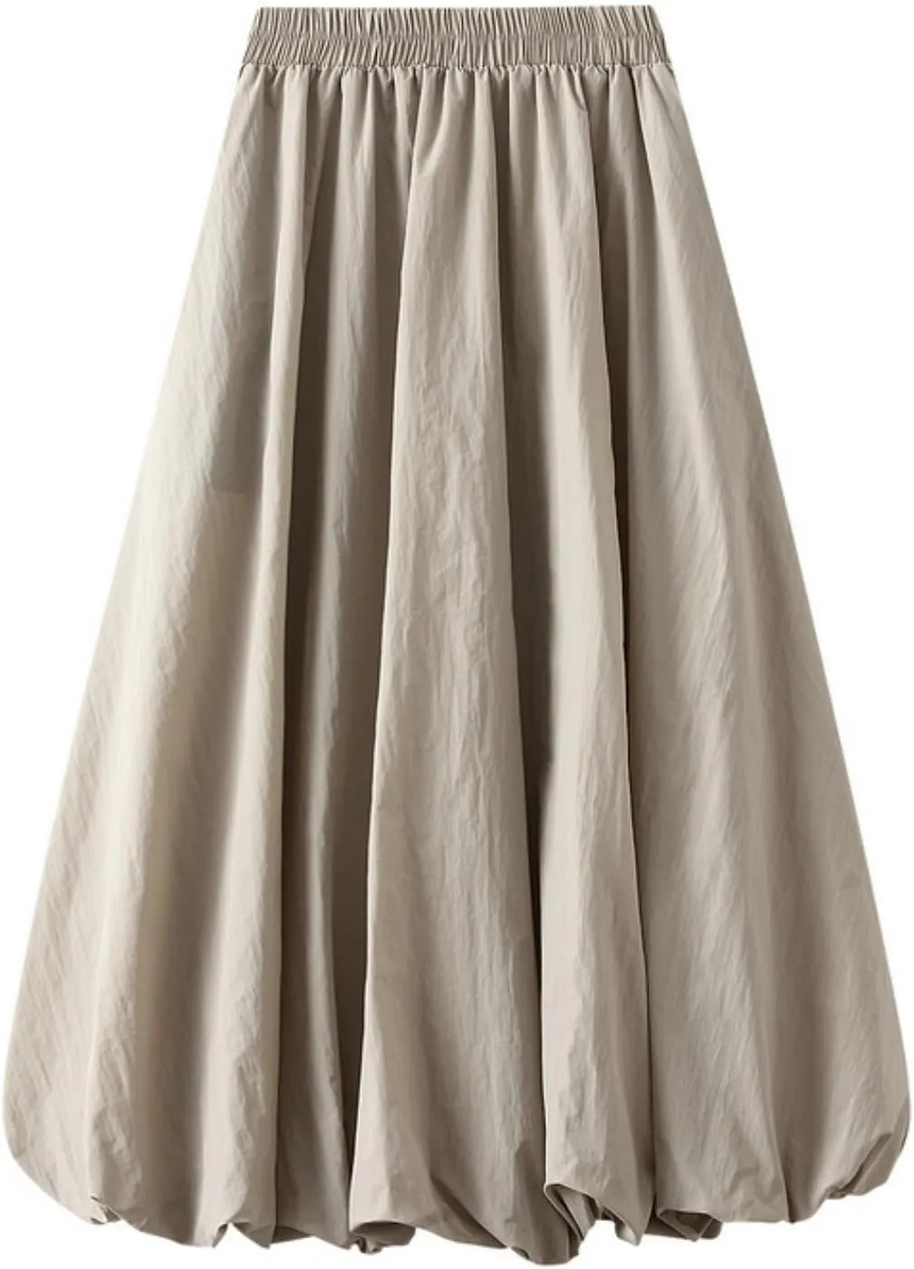 Perbai Womens Y2K Bubble Long Skirt Elastic Waist A Line Pleated Casual Fairy Ruffle Midi Balloon Skirt