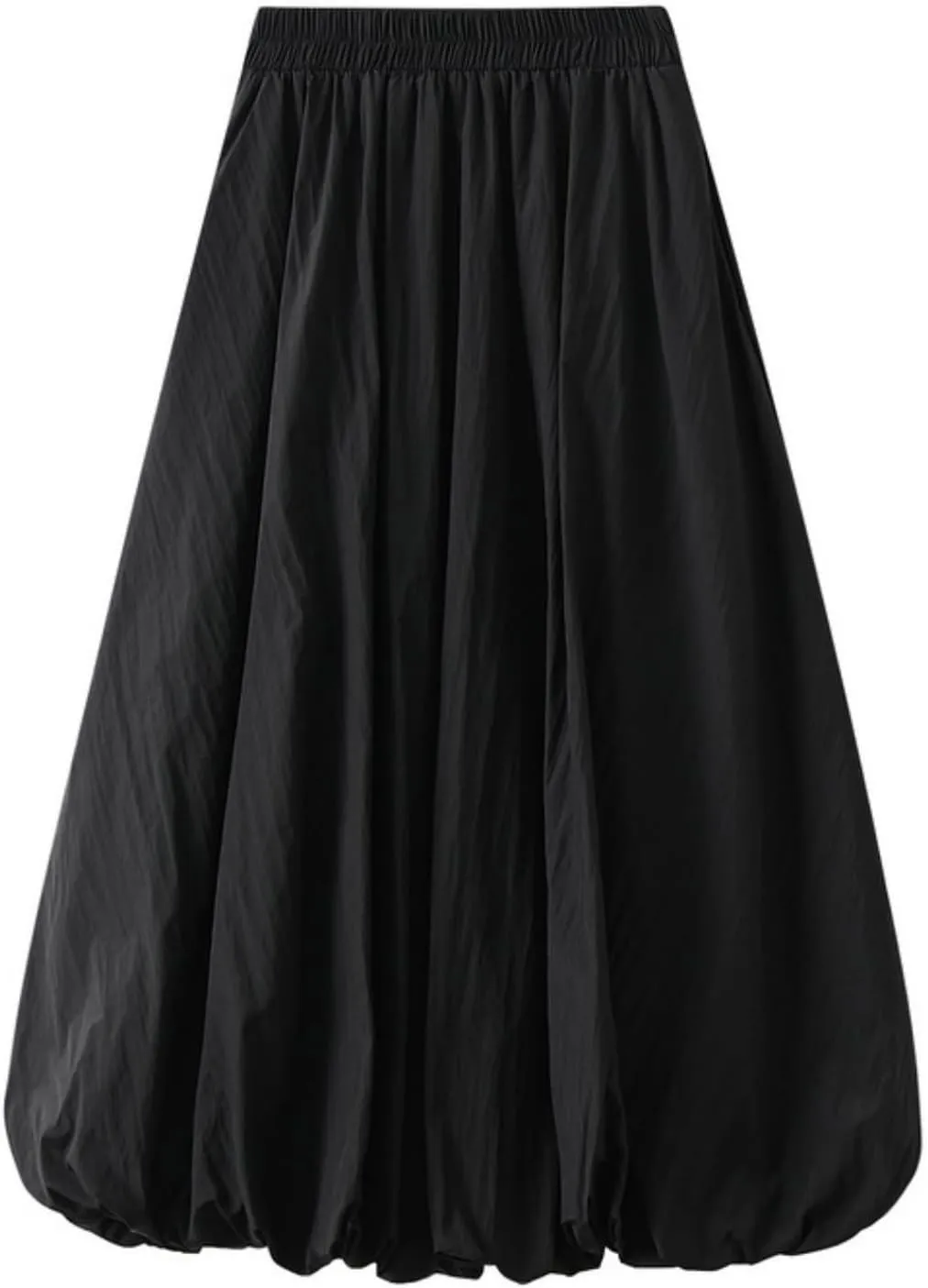 Perbai Womens Y2K Bubble Long Skirt Elastic Waist A Line Pleated Casual Fairy Ruffle Midi Balloon Skirt