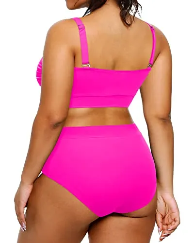 Plus Size Two Piece Swimsuits Straps Closure Bathing Suits for Women